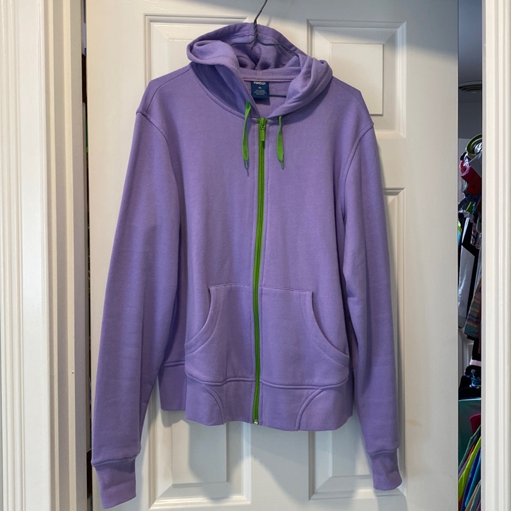 Reebok XL purple & lime green zip hoodie